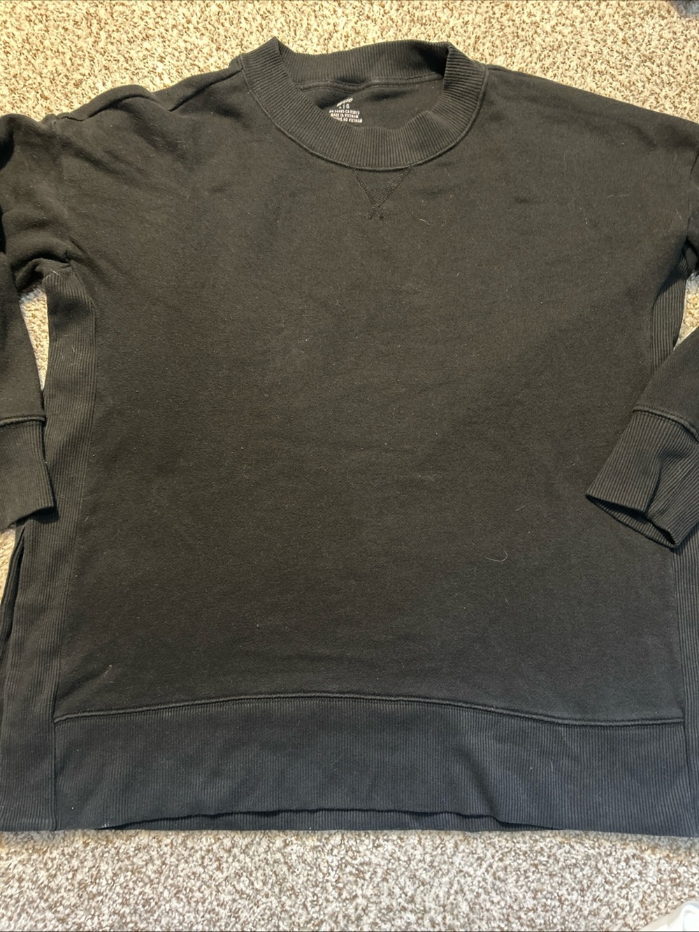 aerie Black Crewneck Sweatshirt